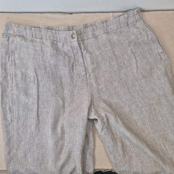 J Jill Love Linen Pants Women's 3X Beige Wide Leg Elastic Waist Capri - Picture 1 of 13